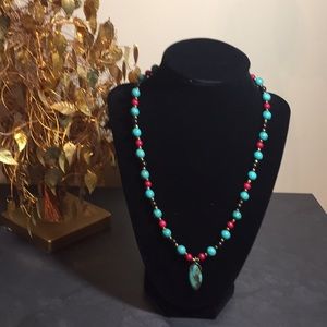 Handmade turquoise beaded necklace